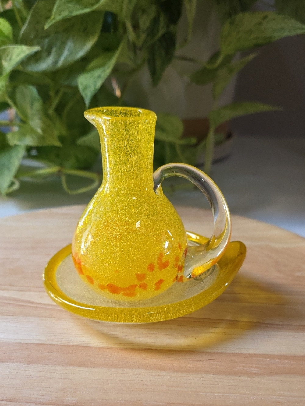 RGC handblown glass mini pitcher and dish